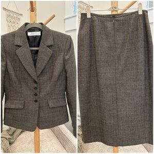 Tahari Arthur S Levine Brown Tweed Skirt Suit Blazer Pencil Skirt Size 4